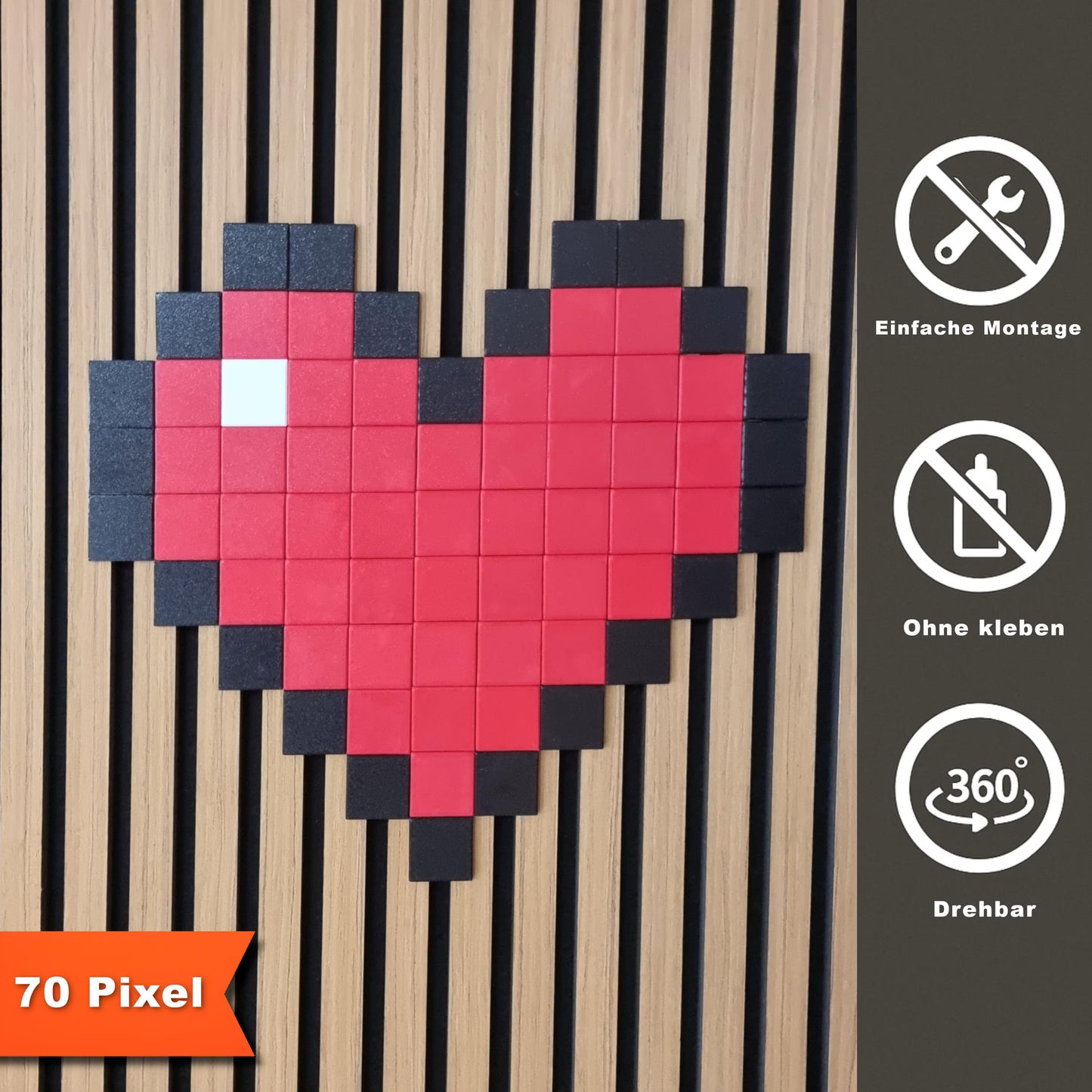 Pixel-Art Clips für Akustikpaneele (x10)