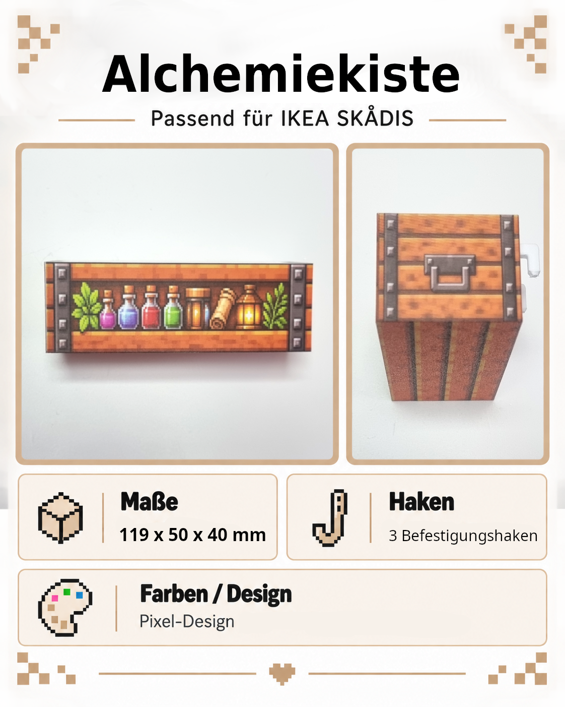 Pixel Aufbewahrungsbox passend für IKEA SKADIS