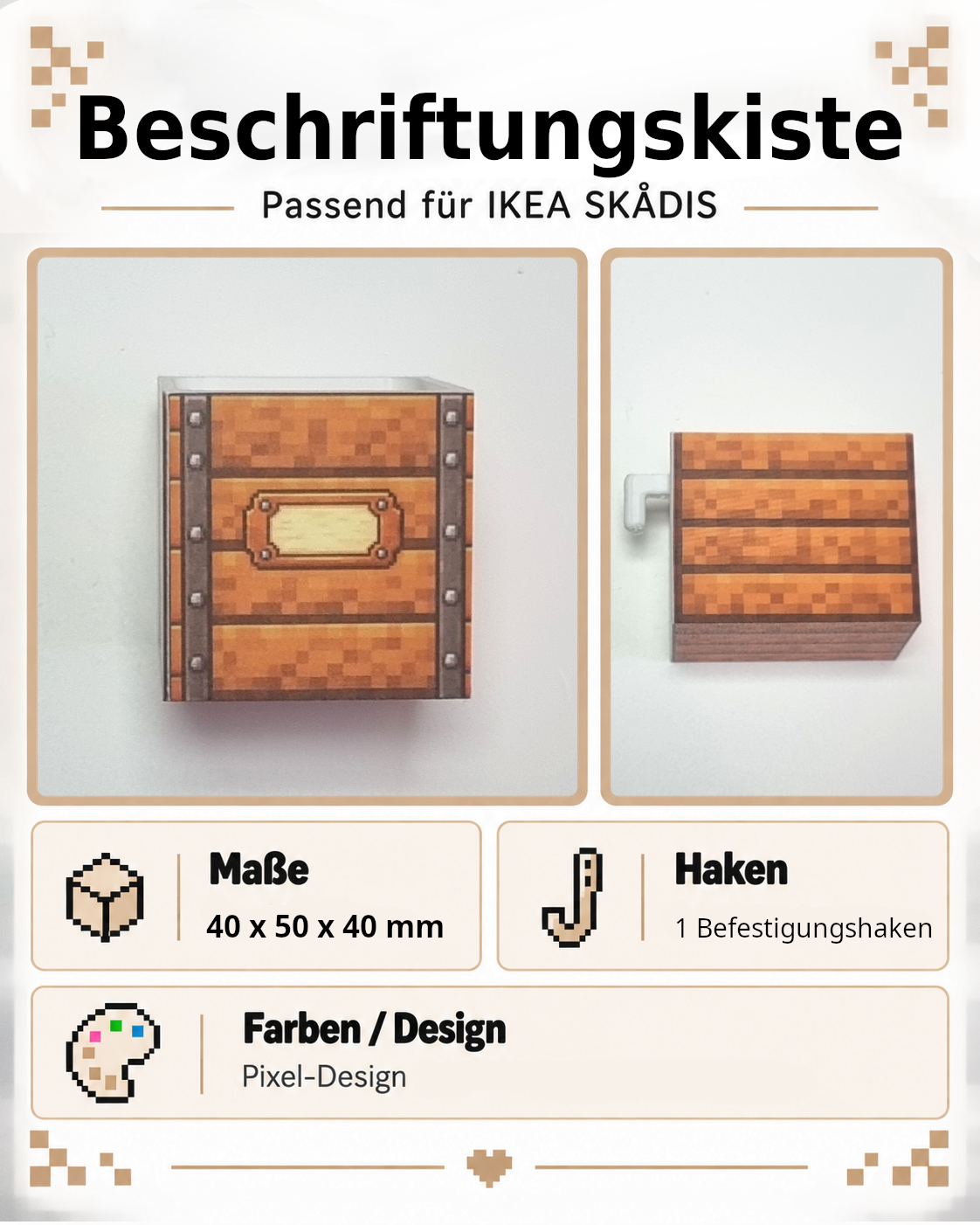 Pixel Aufbewahrungsbox passend für IKEA SKADIS