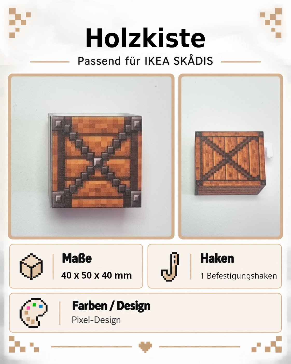 Pixel Aufbewahrungsbox passend für IKEA SKADIS