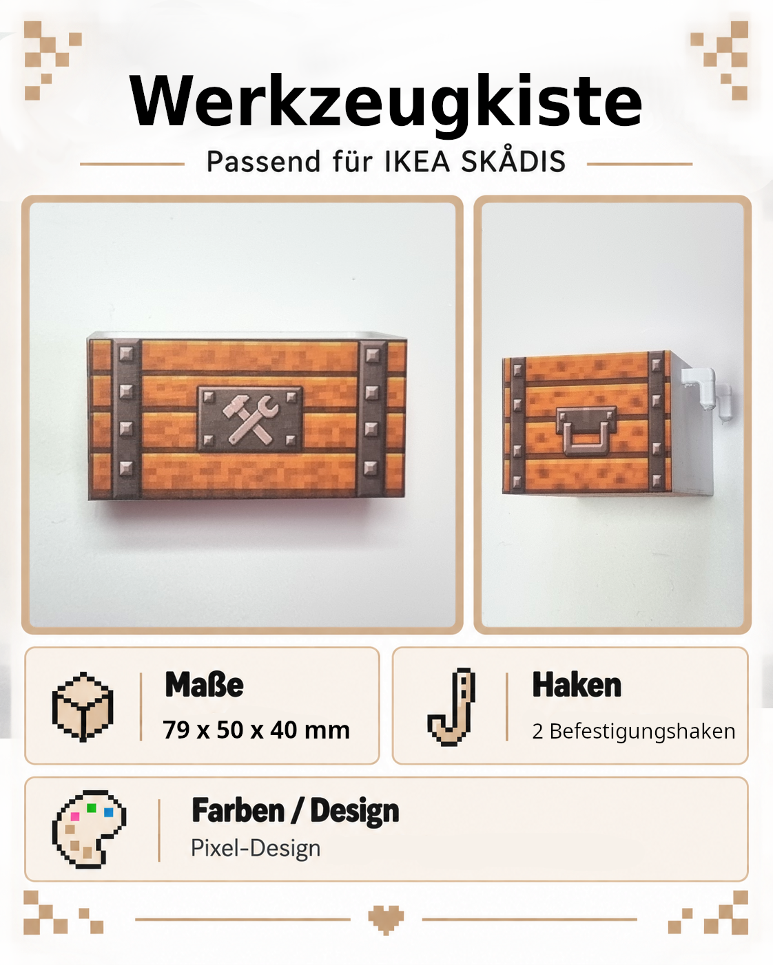 Pixel Aufbewahrungsbox passend für IKEA SKADIS