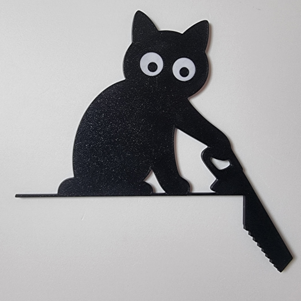 Türrahmen Deko Katze mit Säge